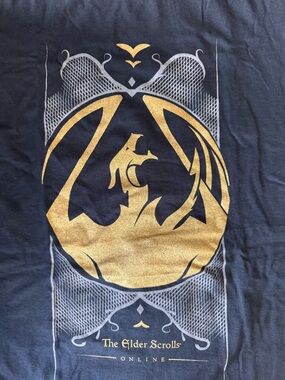 The Elder Scrolls Online Men's Short Sleeve Tee - Black with Gold Crest